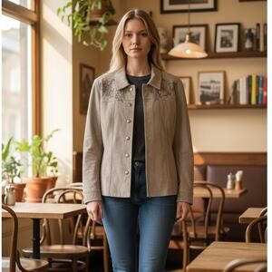 Vintage Tan Suede Jacket Western Boho NWT Deadstock Travel Smith Womens Large